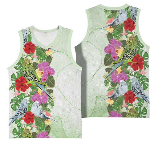 Aussie Budgies Blue And Green Tropical Birds Basketball Jersey - Aussie Hoodie