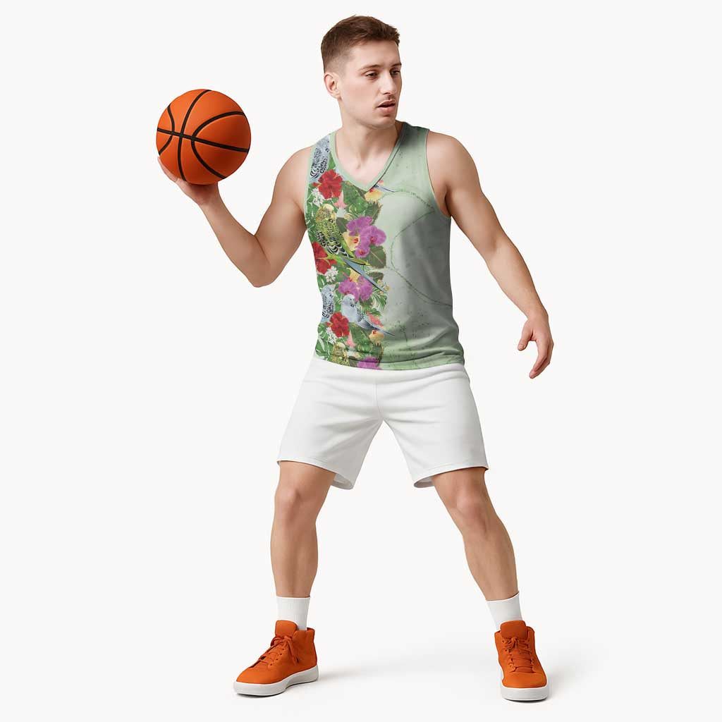 Aussie Budgies Blue And Green Tropical Birds Basketball Jersey - Aussie Hoodie