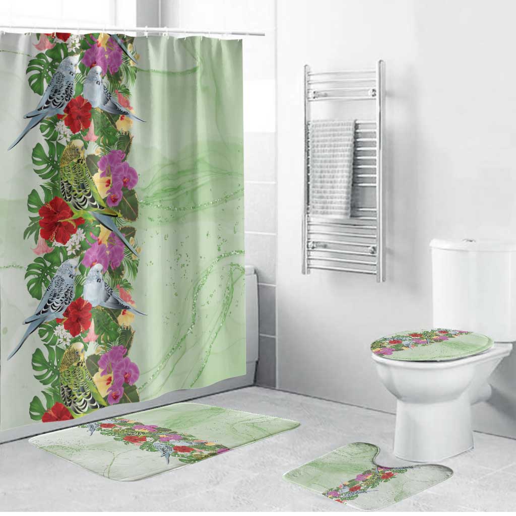 Aussie Budgies Blue And Green Tropical Birds Bathroom Set - Aussie Hoodie