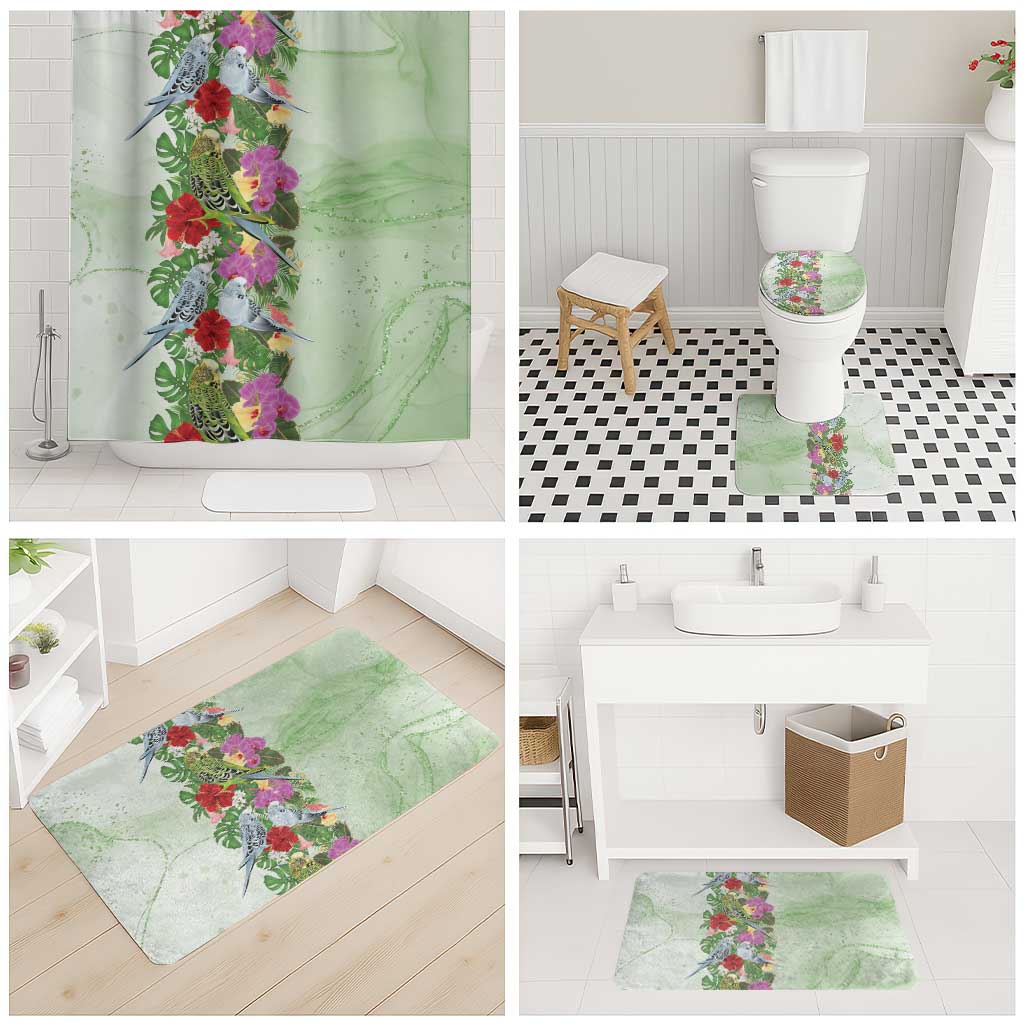 Aussie Budgies Blue And Green Tropical Birds Bathroom Set - Aussie Hoodie