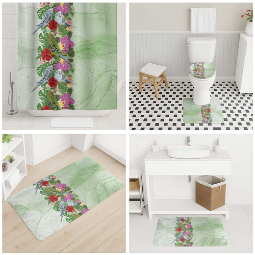 Aussie Budgies Blue And Green Tropical Birds Bathroom Set - Aussie Hoodie