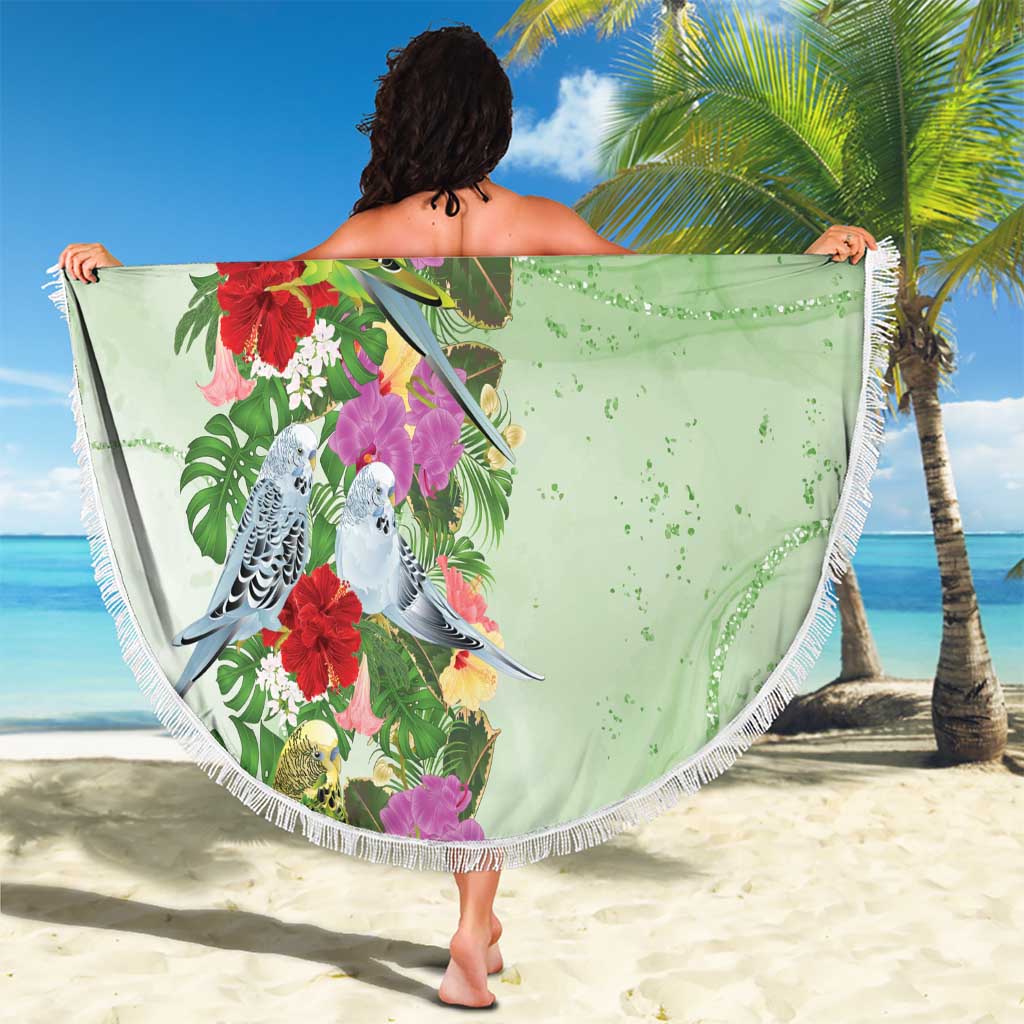 Aussie Budgies Blue And Green Tropical Birds Beach Blanket - Aussie Hoodie