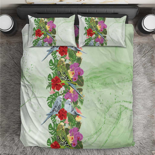 Aussie Budgies Blue And Green Tropical Birds Bedding Set - Aussie Hoodie
