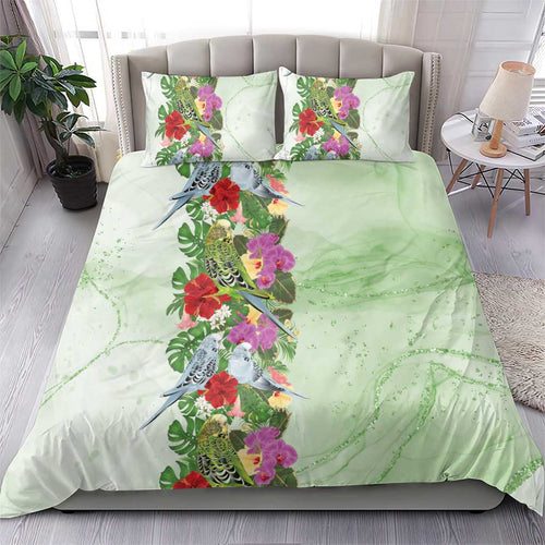 Aussie Budgies Blue And Green Tropical Birds Bedding Set - Aussie Hoodie