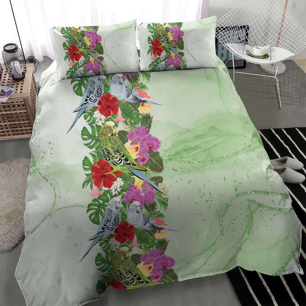 Aussie Budgies Blue And Green Tropical Birds Bedding Set - Aussie Hoodie