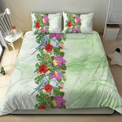 Aussie Budgies Blue And Green Tropical Birds Bedding Set - Aussie Hoodie