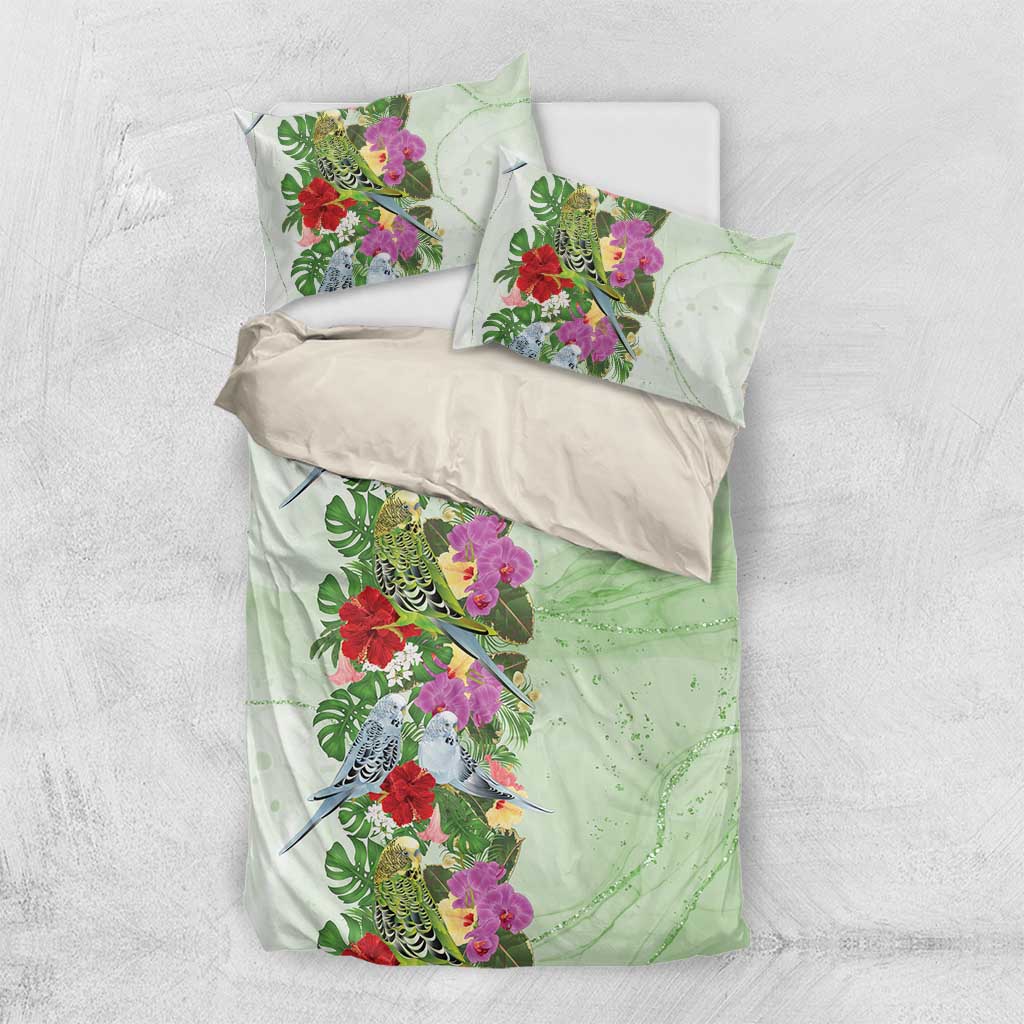 Aussie Budgies Blue And Green Tropical Birds Bedding Set - Aussie Hoodie