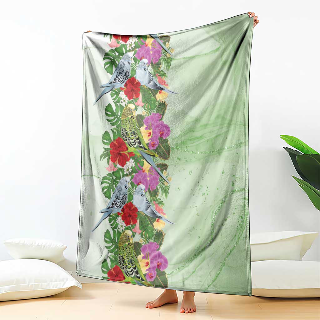 Aussie Budgies Blue And Green Tropical Birds Blanket - Aussie Hoodie