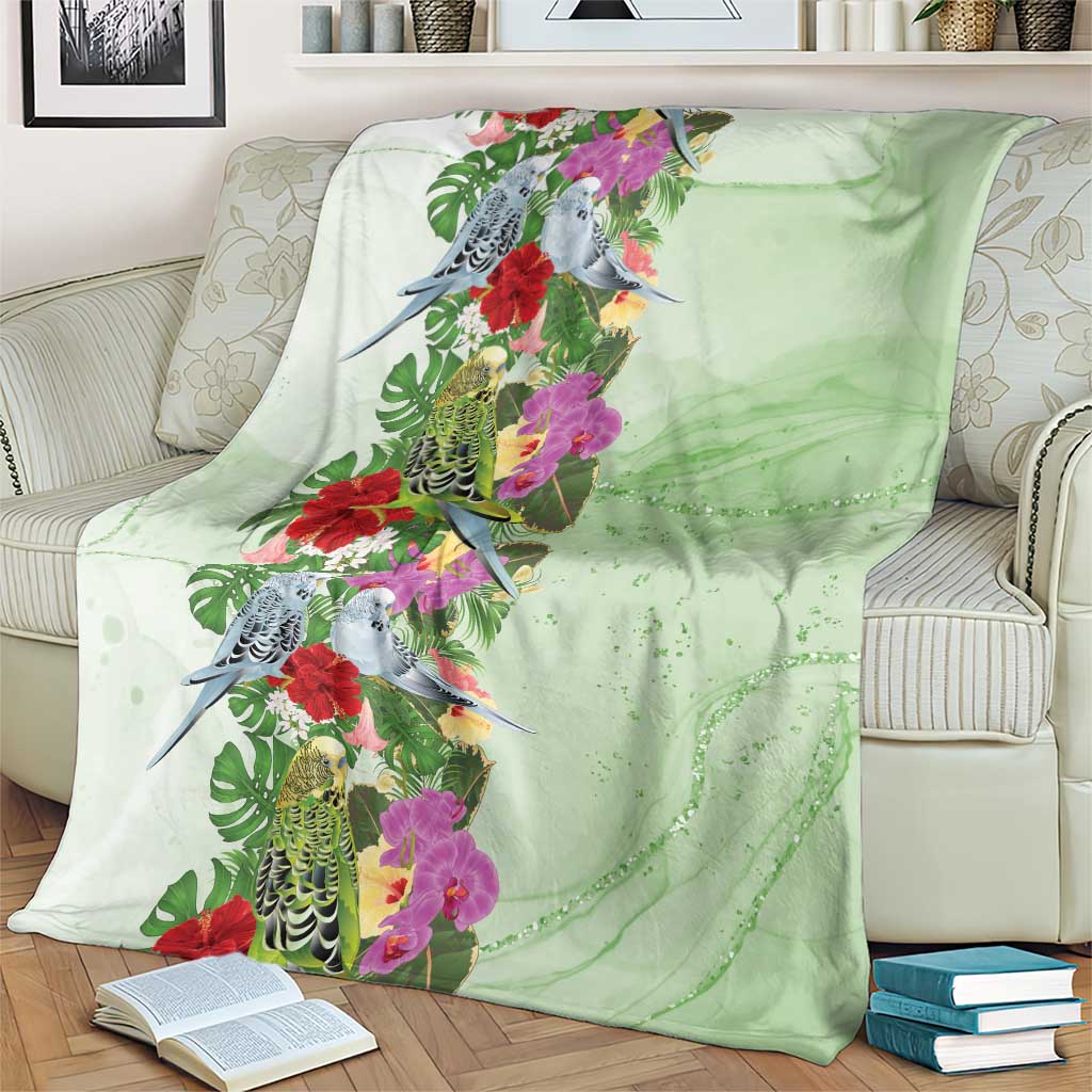 Aussie Budgies Blue And Green Tropical Birds Blanket - Aussie Hoodie