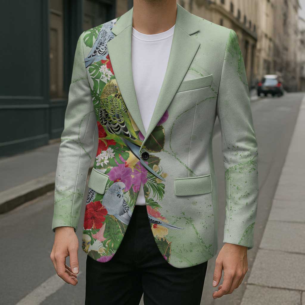 Aussie Budgies Blue And Green Tropical Birds Blazer - Aussie Hoodie
