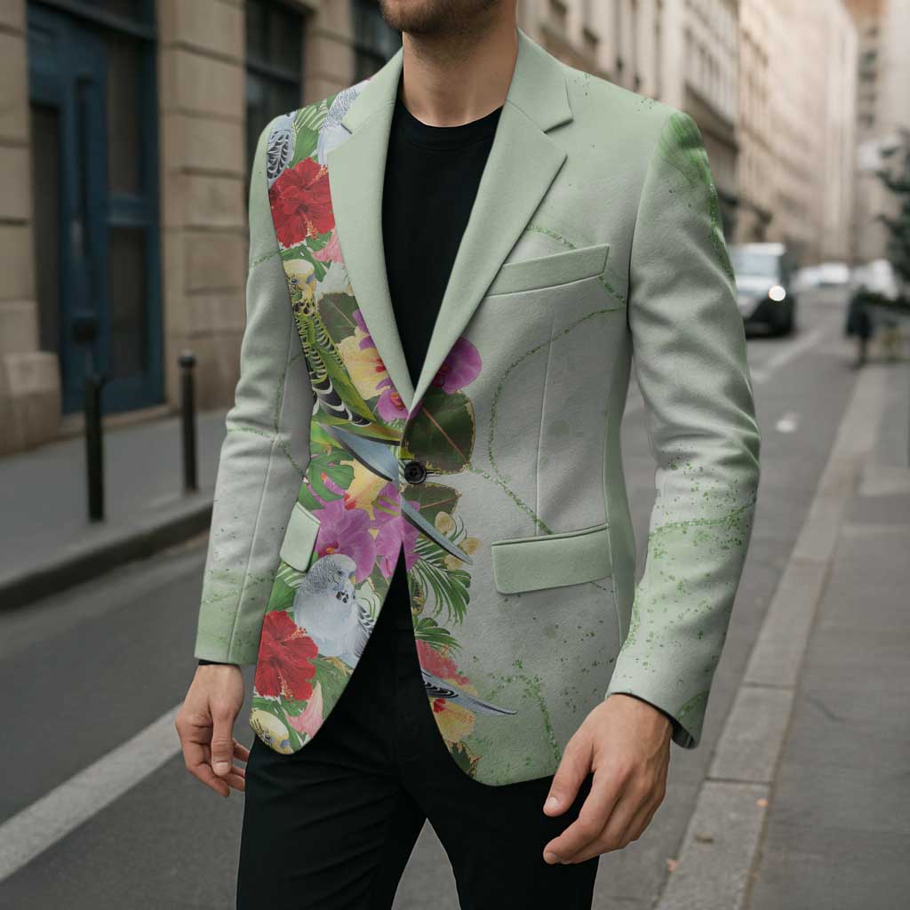 Aussie Budgies Blue And Green Tropical Birds Blazer - Aussie Hoodie