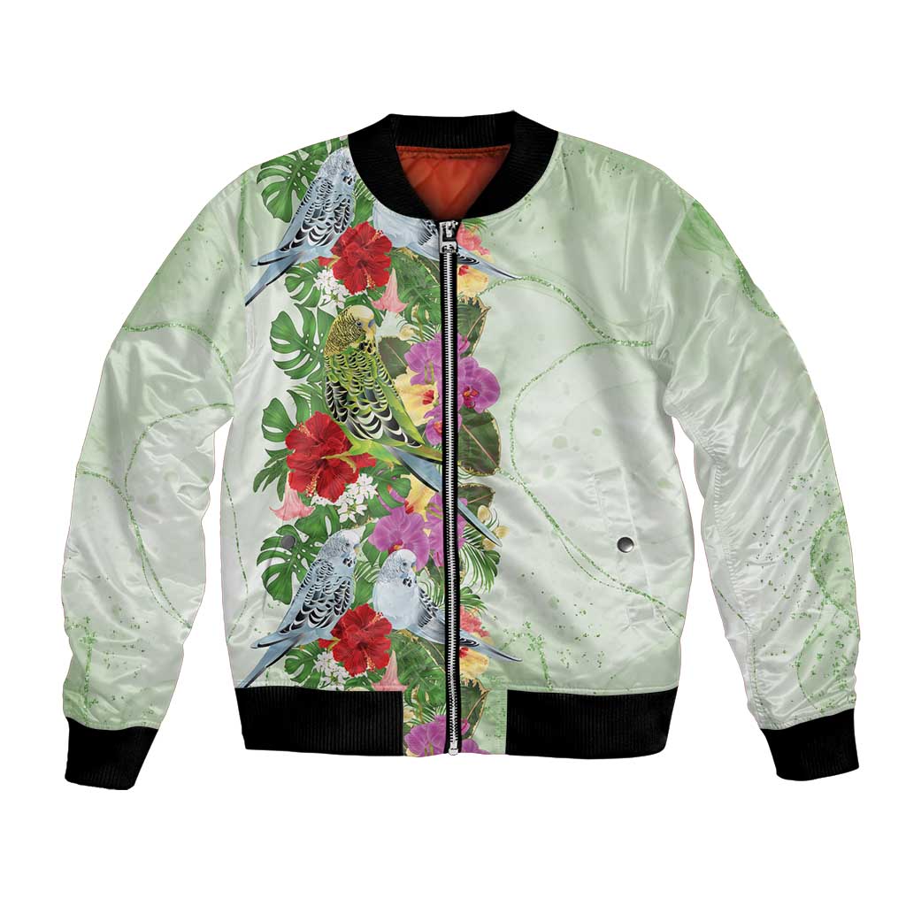 Aussie Budgies Blue And Green Tropical Birds Bomber Jacket - Aussie Hoodie