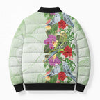 Aussie Budgies Blue And Green Tropical Birds Bomber Puffer Jacket - Aussie Hoodie