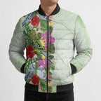 Aussie Budgies Blue And Green Tropical Birds Bomber Puffer Jacket - Aussie Hoodie