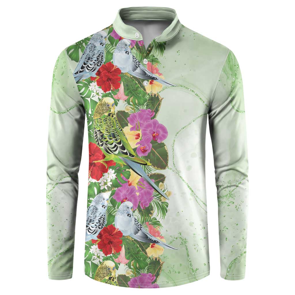 Aussie Budgies Blue And Green Tropical Birds Button Sweatshirt - Aussie Hoodie