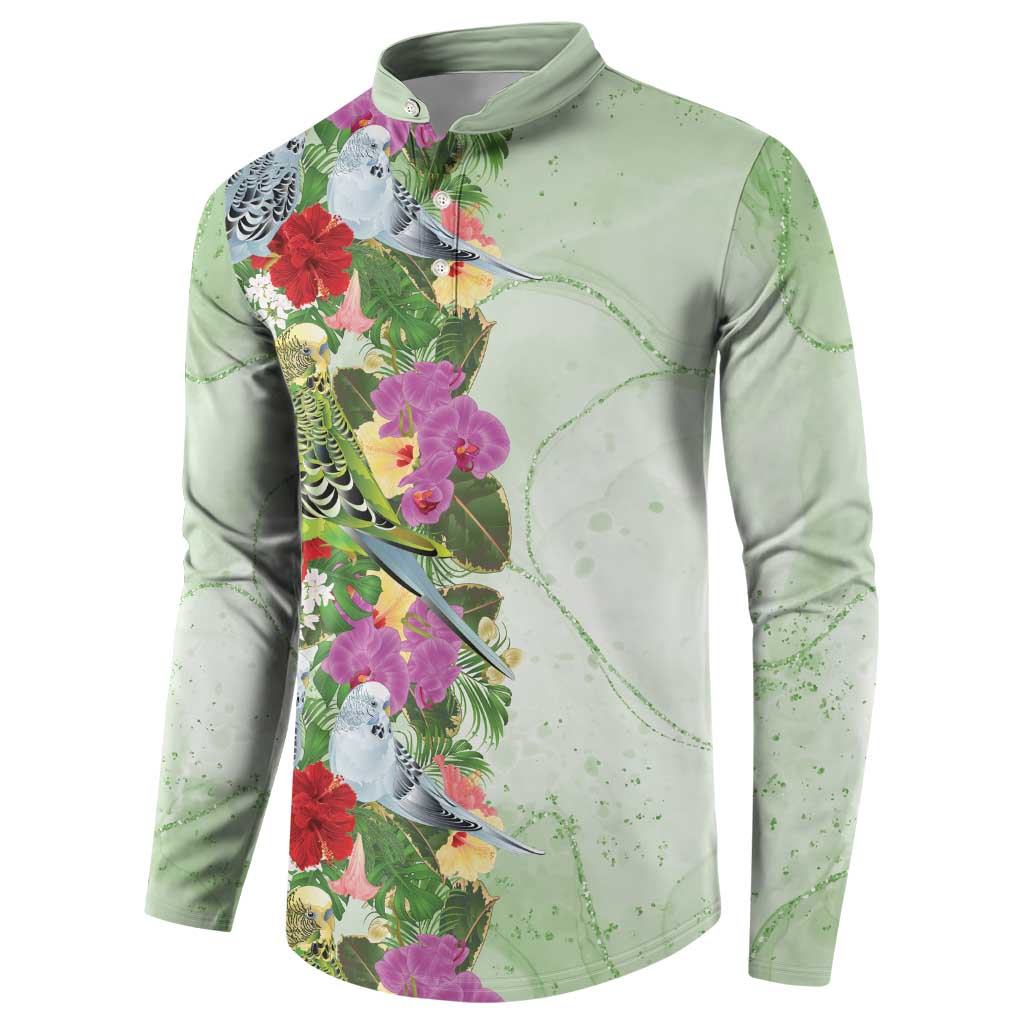 Aussie Budgies Blue And Green Tropical Birds Button Sweatshirt - Aussie Hoodie