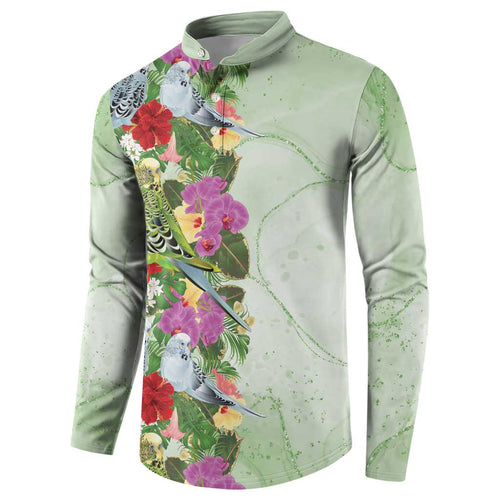 Aussie Budgies Blue And Green Tropical Birds Button Sweatshirt - Aussie Hoodie