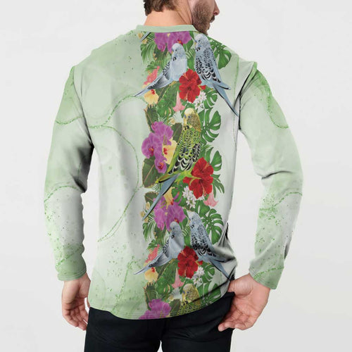 Aussie Budgies Blue And Green Tropical Birds Button Sweatshirt - Aussie Hoodie