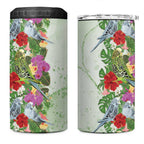 Aussie Budgies Blue And Green Tropical Birds 4 in 1 Can Cooler Tumbler - Aussie Hoodie