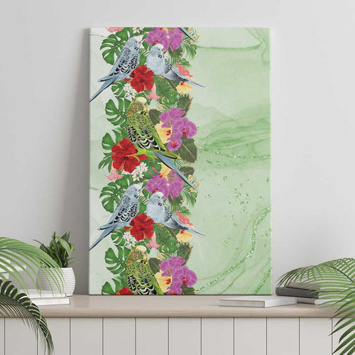 Aussie Budgies Blue And Green Tropical Birds Canvas Wall Art - Aussie Hoodie