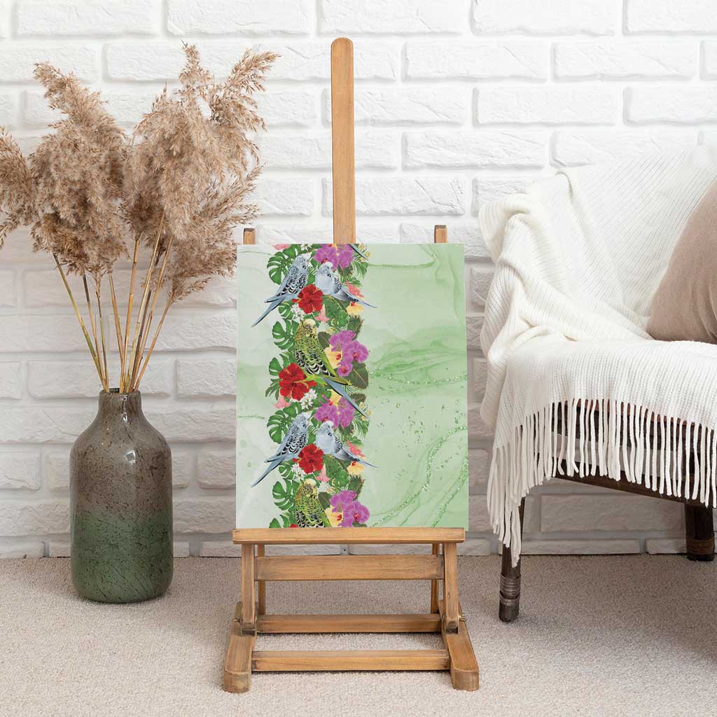 Aussie Budgies Blue And Green Tropical Birds Canvas Wall Art - Aussie Hoodie