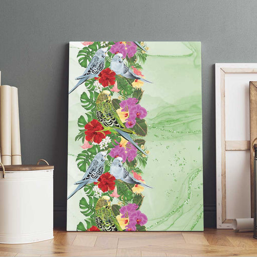 Aussie Budgies Blue And Green Tropical Birds Canvas Wall Art - Aussie Hoodie