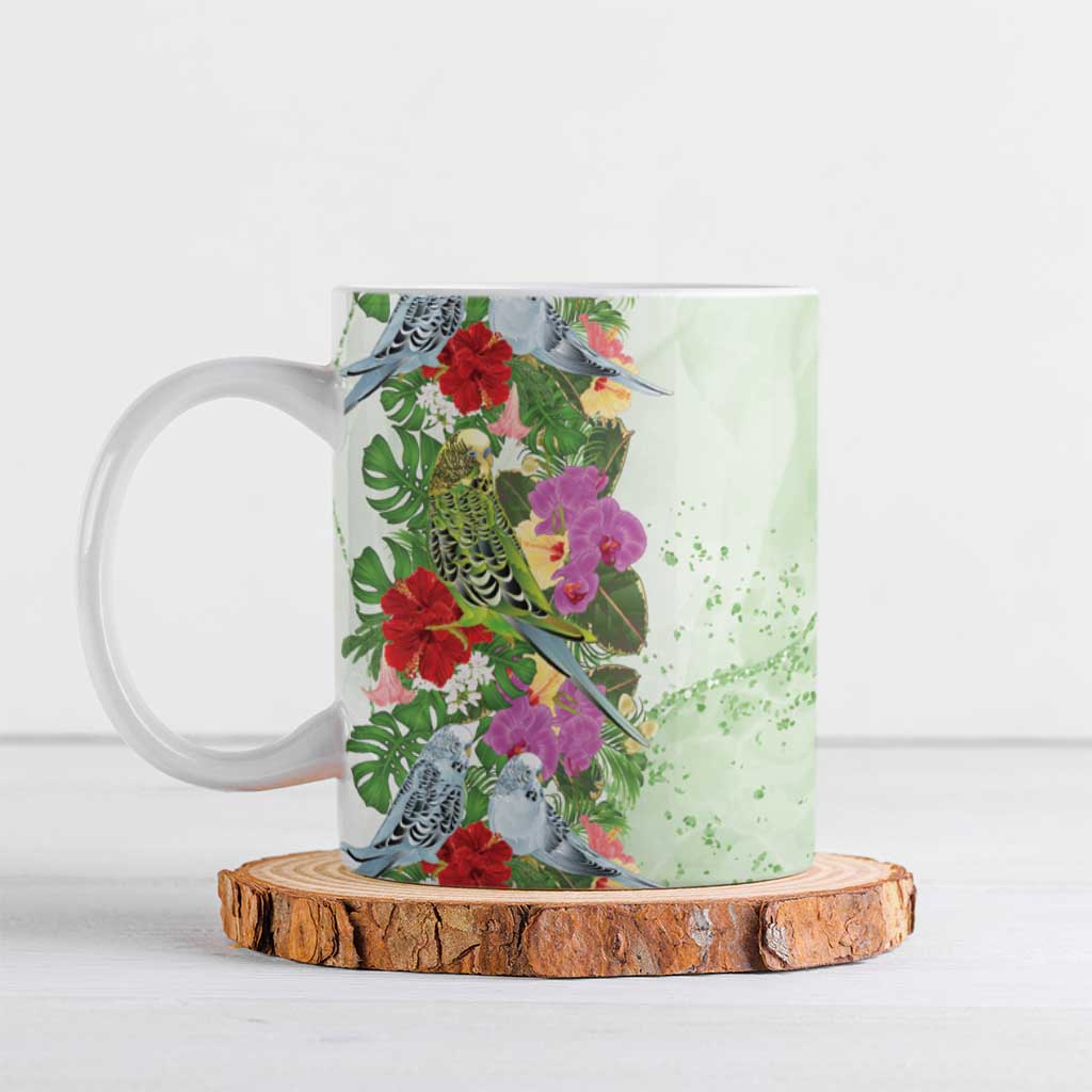 Aussie Budgies Blue And Green Tropical Birds Ceramic Mug - Aussie Hoodie