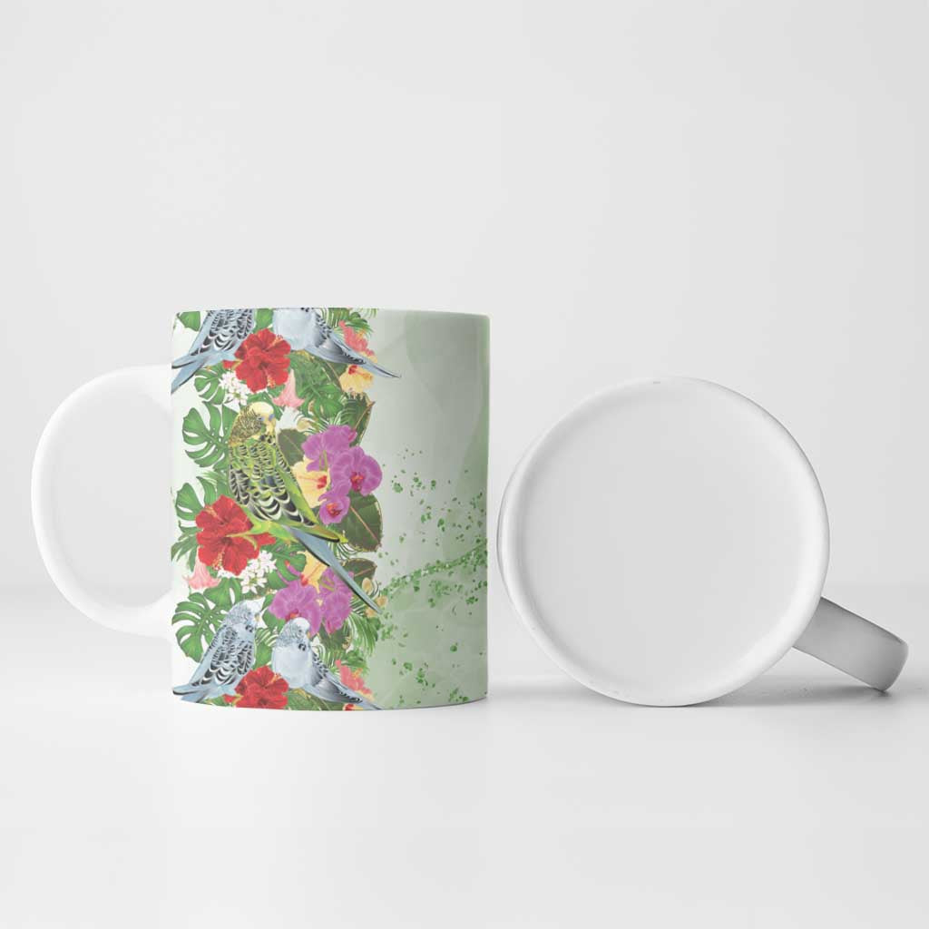 Aussie Budgies Blue And Green Tropical Birds Ceramic Mug - Aussie Hoodie