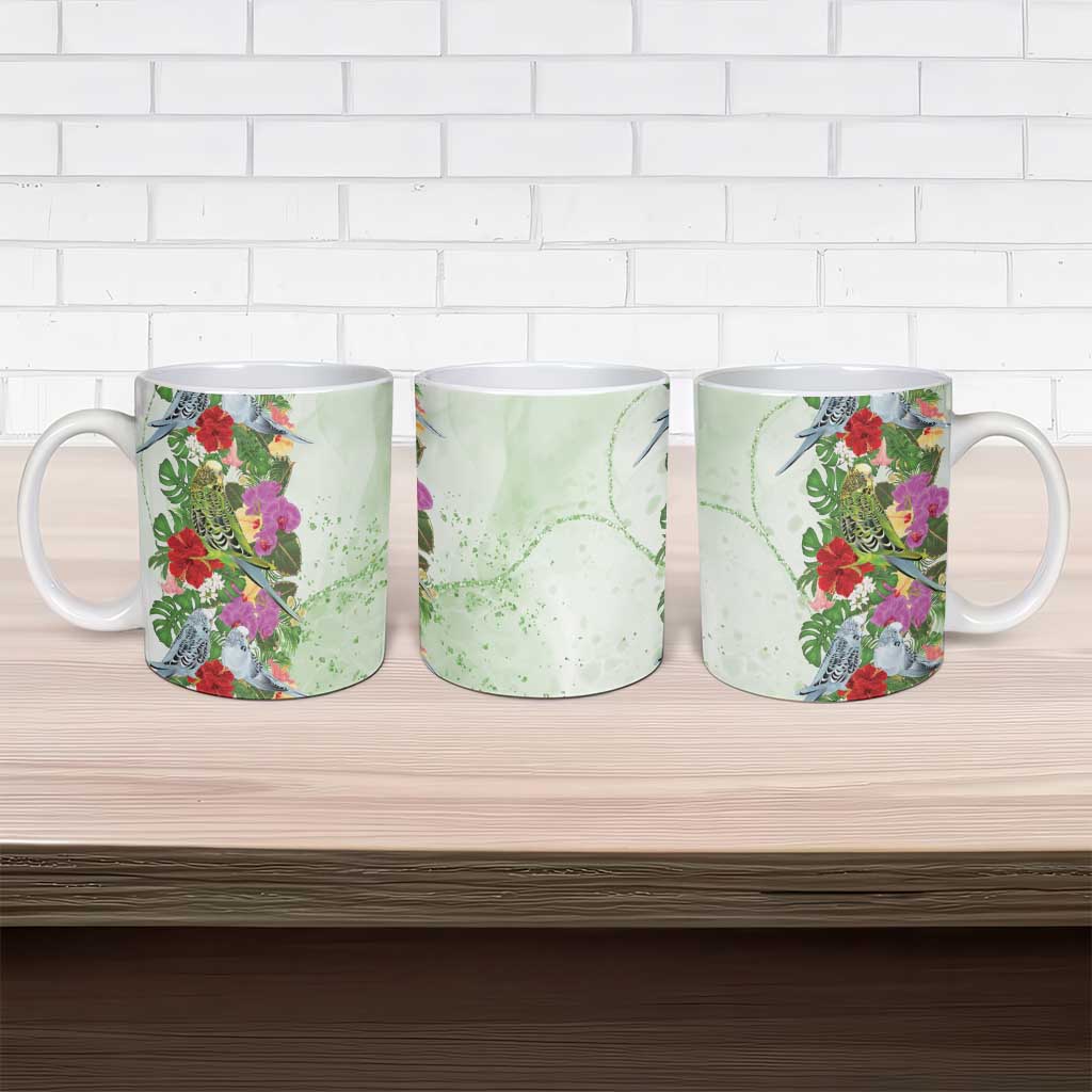 Aussie Budgies Blue And Green Tropical Birds Ceramic Mug - Aussie Hoodie