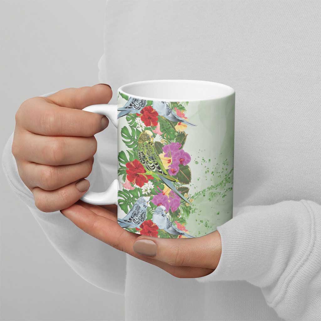 Aussie Budgies Blue And Green Tropical Birds Ceramic Mug - Aussie Hoodie