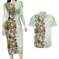 Aussie Budgies Blue And Green Tropical Birds Couples Matching Long Sleeve Bodycon Dress and Hawaiian Shirt - Aussie Hoodie