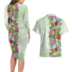Aussie Budgies Blue And Green Tropical Birds Couples Matching Long Sleeve Bodycon Dress and Hawaiian Shirt - Aussie Hoodie