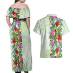 Aussie Budgies Blue And Green Tropical Birds Couples Matching Off Shoulder Maxi Dress and Hawaiian Shirt - Aussie Hoodie