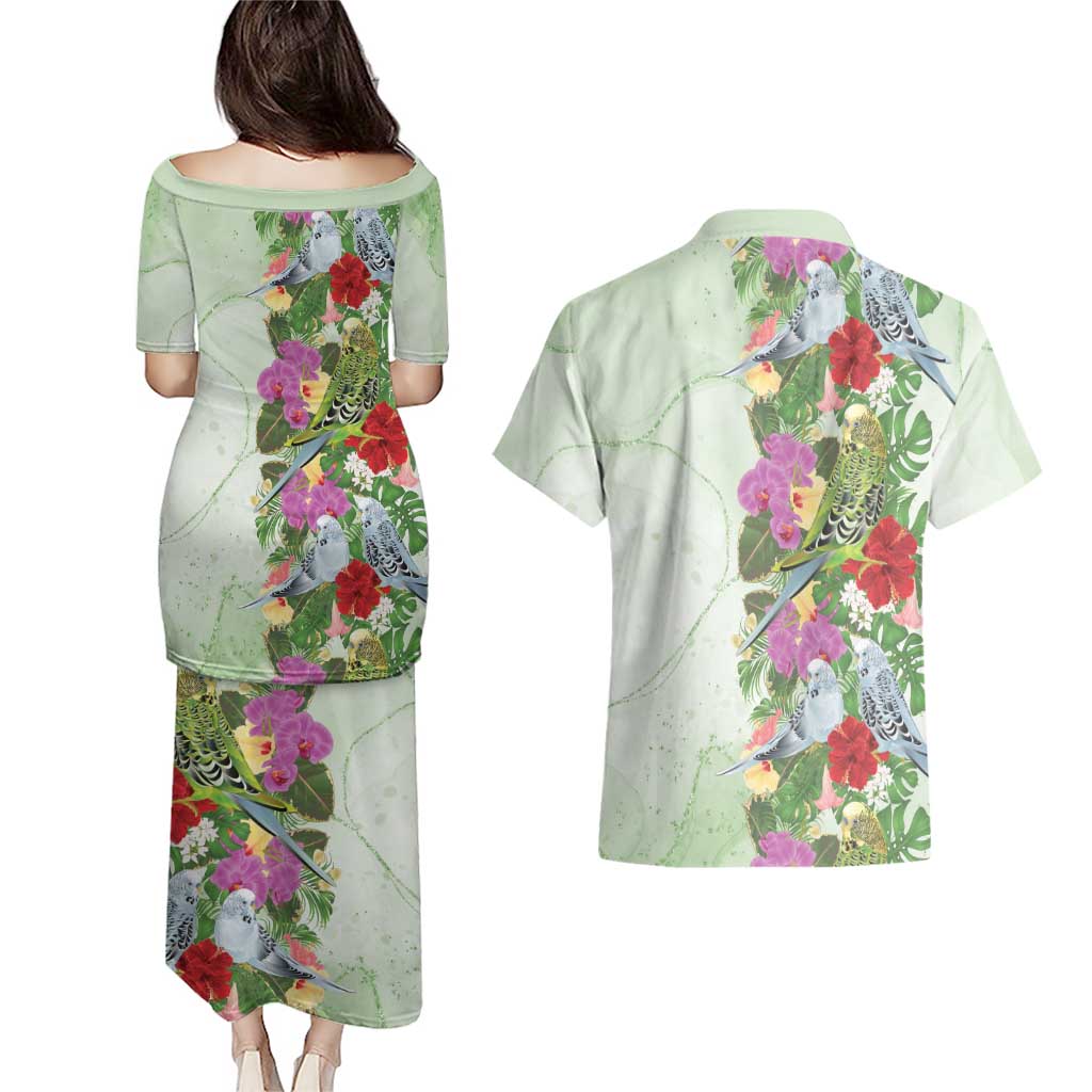 Aussie Budgies Blue And Green Tropical Birds Couples Matching Puletasi and Hawaiian Shirt - Aussie Hoodie