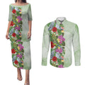 Aussie Budgies Blue And Green Tropical Birds Couples Matching Puletasi and Long Sleeve Button Shirt - Aussie Hoodie