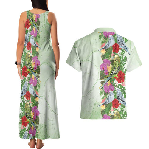 Aussie Budgies Blue And Green Tropical Birds Couples Matching Tank Maxi Dress and Hawaiian Shirt - Aussie Hoodie