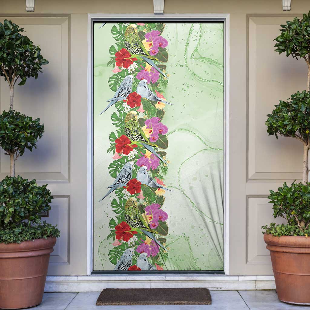Aussie Budgies Blue And Green Tropical Birds Door Cover - Aussie Hoodie