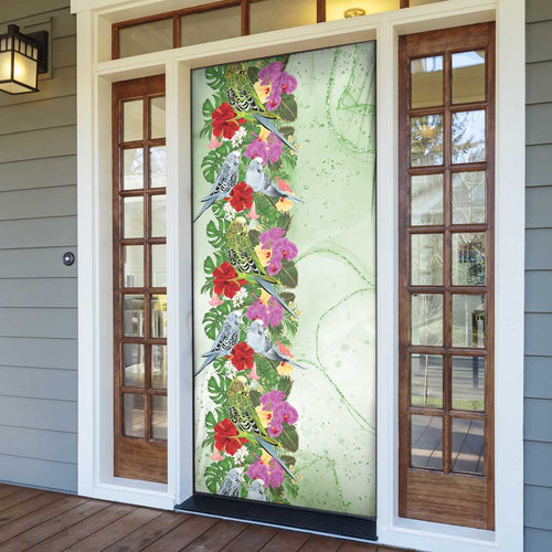Aussie Budgies Blue And Green Tropical Birds Door Cover - Aussie Hoodie