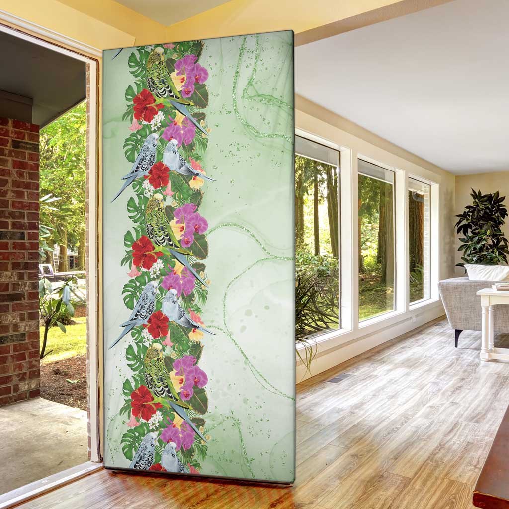 Aussie Budgies Blue And Green Tropical Birds Door Cover - Aussie Hoodie