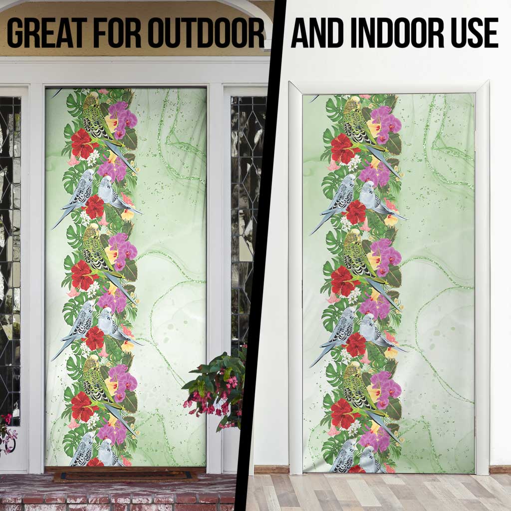 Aussie Budgies Blue And Green Tropical Birds Door Cover - Aussie Hoodie