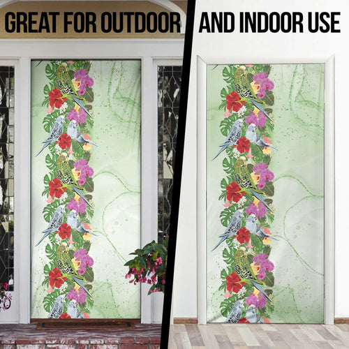 Aussie Budgies Blue And Green Tropical Birds Door Cover - Aussie Hoodie