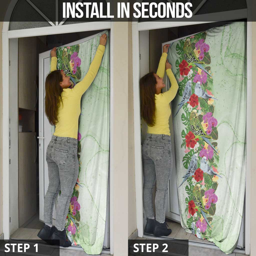 Aussie Budgies Blue And Green Tropical Birds Door Cover - Aussie Hoodie