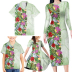 Aussie Budgies Blue And Green Tropical Birds Family Matching Long Sleeve Bodycon Dress and Hawaiian Shirt - Aussie Hoodie