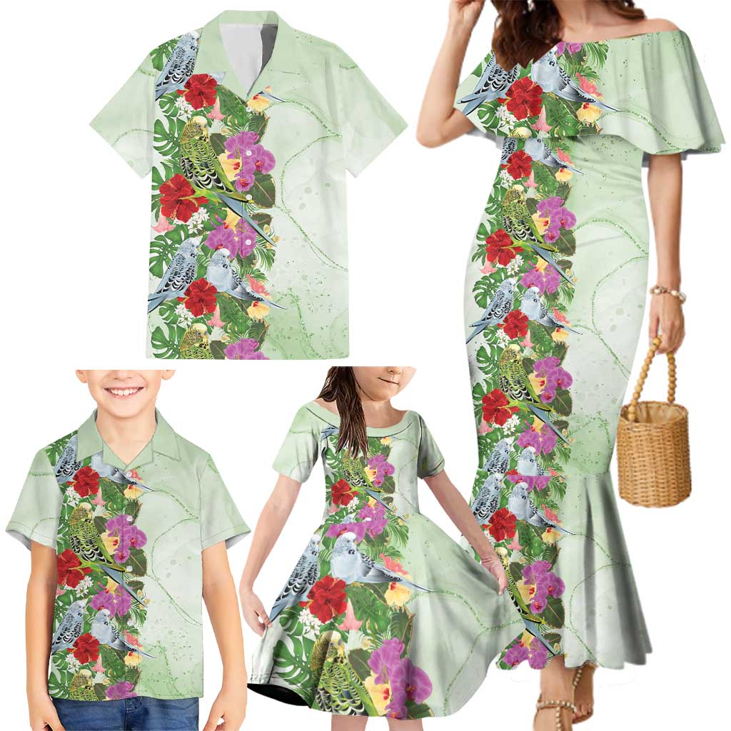 Aussie Budgies Blue And Green Tropical Birds Family Matching Mermaid Dress and Hawaiian Shirt - Aussie Hoodie