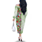 Aussie Budgies Blue And Green Tropical Birds Family Matching Off The Shoulder Long Sleeve Dress and Hawaiian Shirt - Aussie Hoodie