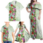 Aussie Budgies Blue And Green Tropical Birds Family Matching Off Shoulder Maxi Dress and Hawaiian Shirt - Aussie Hoodie
