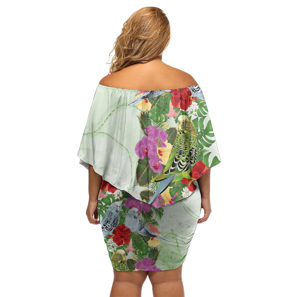 Aussie Budgies Blue And Green Tropical Birds Family Matching Off Shoulder Short Dress and Hawaiian Shirt - Aussie Hoodie
