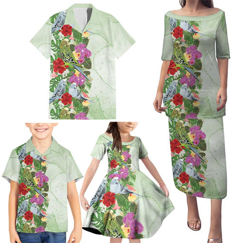 Aussie Budgies Blue And Green Tropical Birds Family Matching Puletasi and Hawaiian Shirt - Aussie Hoodie