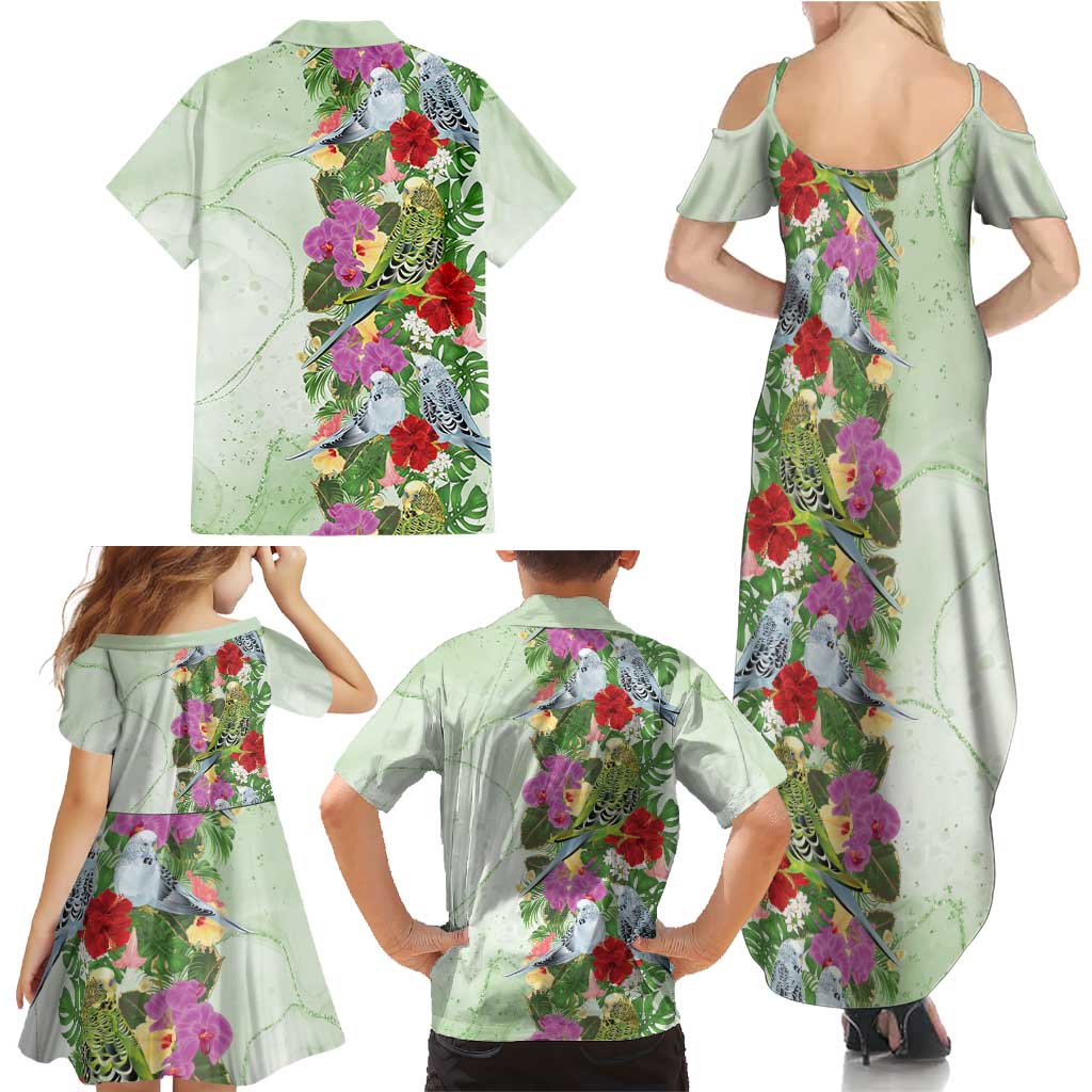 Aussie Budgies Blue And Green Tropical Birds Family Matching Summer Maxi Dress and Hawaiian Shirt - Aussie Hoodie