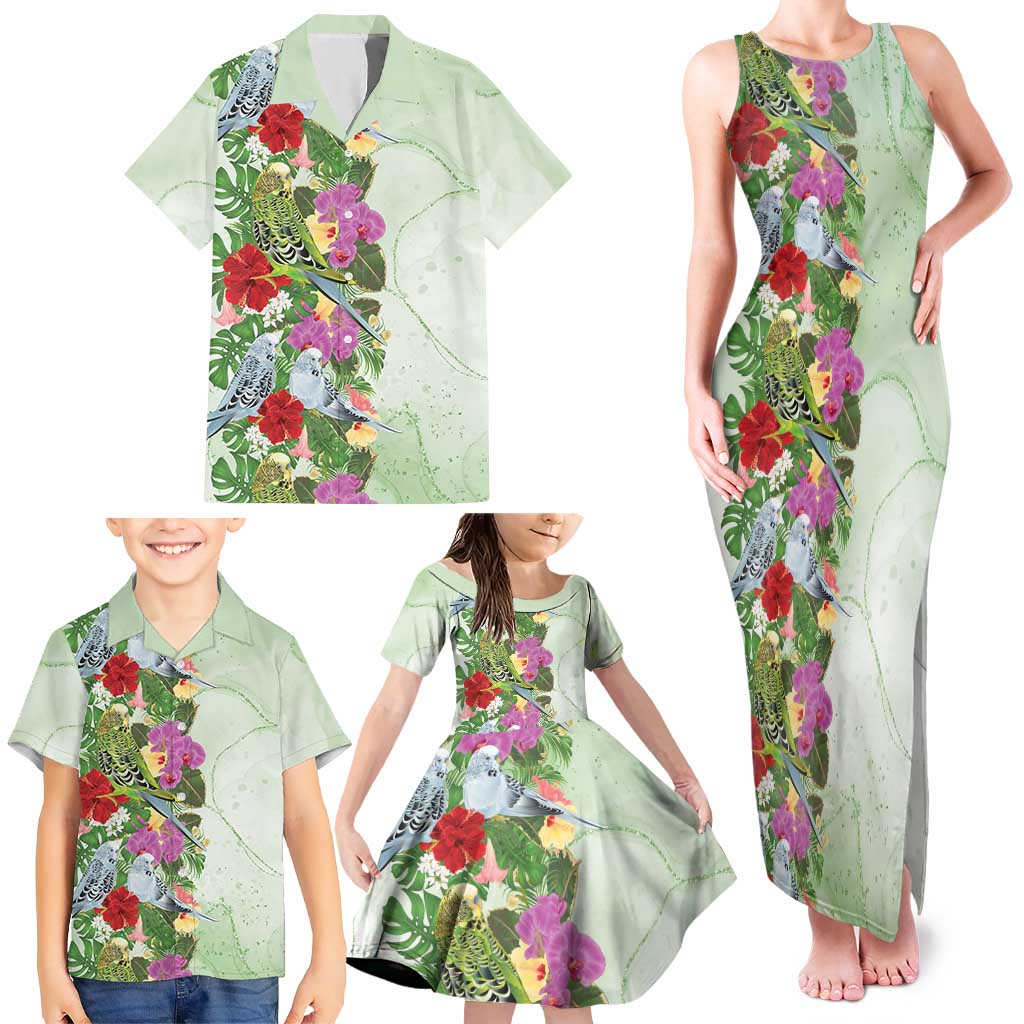 Aussie Budgies Blue And Green Tropical Birds Family Matching Tank Maxi Dress and Hawaiian Shirt - Aussie Hoodie